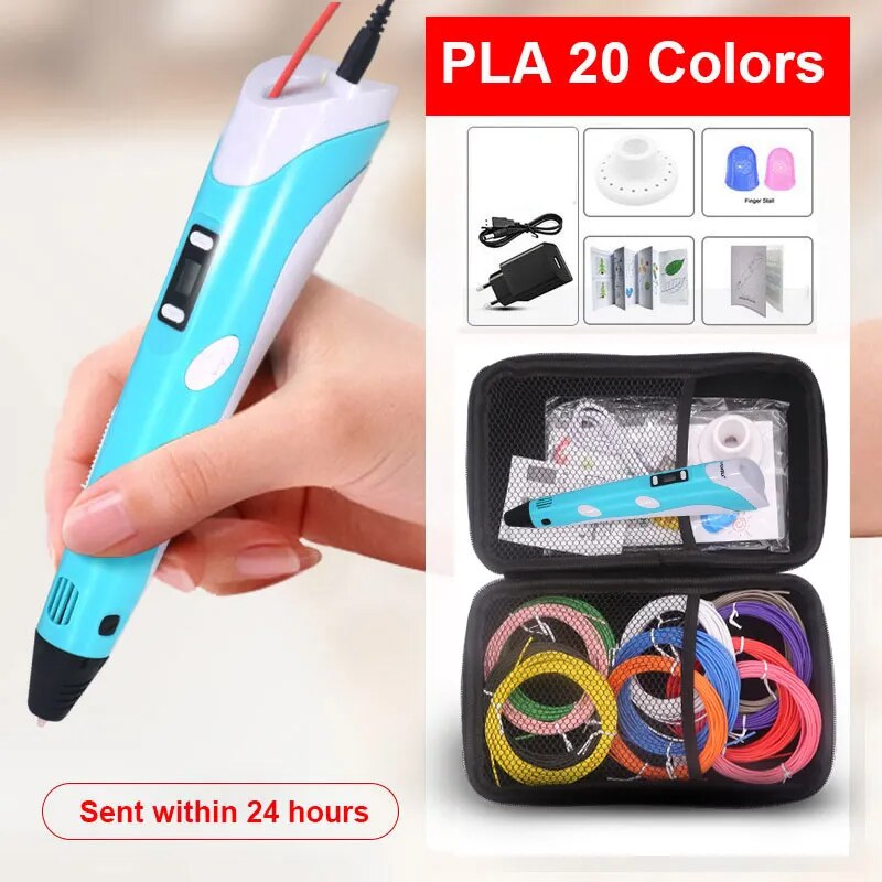 3D PRINT SHOP High Quality 3D Pen 3D  Printing Pen,100m PLA Filament 1.75mm DIY Pen With Case,Kids Educational Toys Gift for Kids