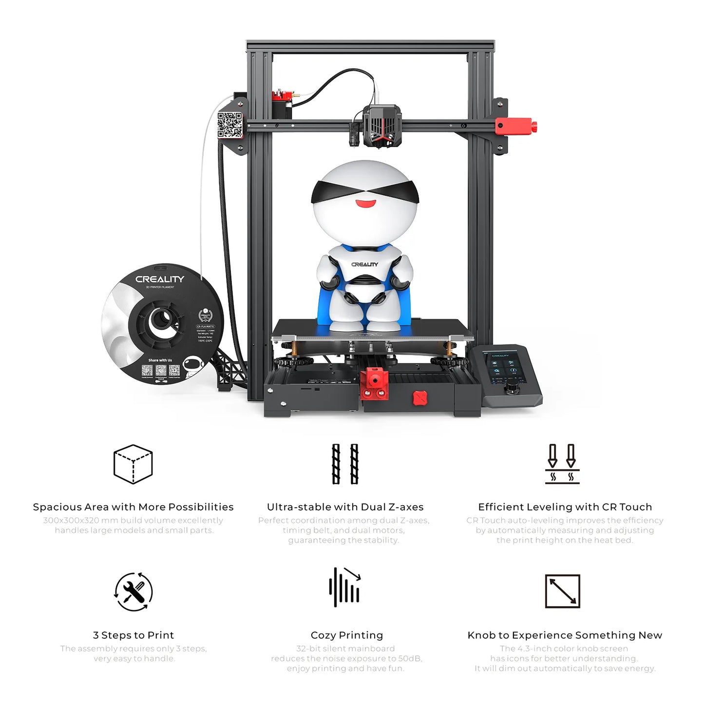 CREALITY Ender 3 Max Neo Upgrade 3D Printer with Dual Z-axis CR-Touch Auto Leveling Large Print Size 300*300*320mm FDM Printers